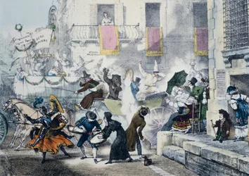 Lancio di coriandoli durante il carnevale a Roma
