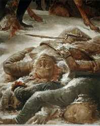Napoleone sul campo di battaglia di Eylau, vinto il 9 febbraio 1807 dalle truppe francesi su russi e prussiani ...