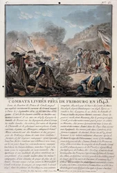 Combattimento vicino a Friburgo, 1643, inciso da Jean Baptiste Morret, 1787