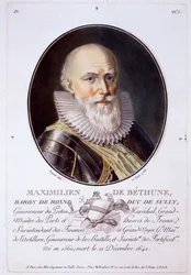 Maximilien de Bethune, Baron de Rosni e Duc de Sully, da Portraits des grands hommes, femmes illustres, et sujets memorables de France, grave et imprimes en couleurs, pubblicato da Pierre Blin, 1786-92, Parigi