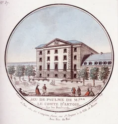 Gioco della palma del conte di Artois sui boulevard. In vedute pittoresche dei principali edifici di Parigi di Sergeant