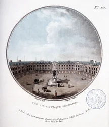 Veduta di Place Vendôme - in "Vedute pittoresche dei principali edifici di Parigi" di Sergeant