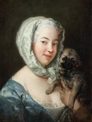 Marie de Rège, nata Pesne, con un carlino