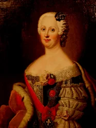 Ritratto di Johanna-Elizabeth, elettrice di Anhalt-Zerbst 1712-1760, madre di Caterina II, 1740s