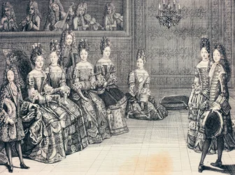 Duca di Borgogna, Duchessa del Maine, Principessa di Conti e Duchi di Chartres che ascoltano musica
