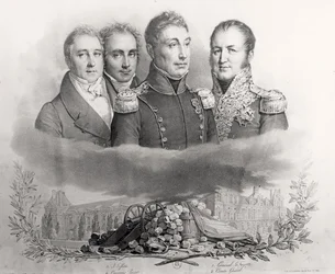 Il governo provvisorio del 29 luglio 1830. Da sinistra a destra: Jacques Lafitte, Casimir Perier, Generale Lafayette e Conte Etienne Maurice Gerard, 1831
