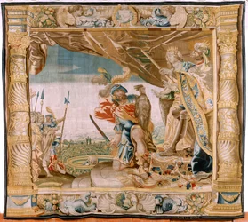 Teseo presenta la testa del Minotauro al Re e alla Regina di Creta (dalla serie Storia di Teseo)