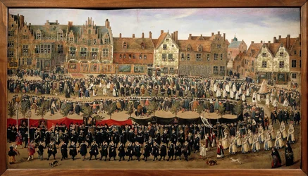 Processione delle fanciulle del Sablon a Bruxelles, 1635-40 circa (olio su tavola di compensato)