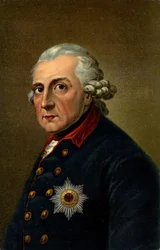 Storia. Germania. Federico II il Grande. Illustrazione ispirata a un ritratto di Anton Graff (1780), Germania, c.1900