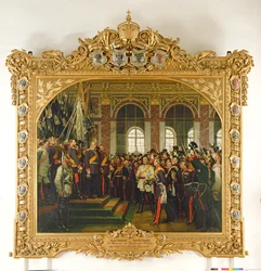 La proclamazione di Guglielmo come Kaiser del nuovo Reich tedesco, nella Sala degli Specchi a Versailles il 18 gennaio 1871, dipinto nel 1885