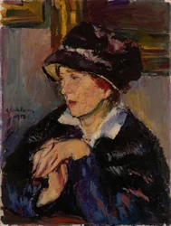 Donna con un cappello scuro, 1917