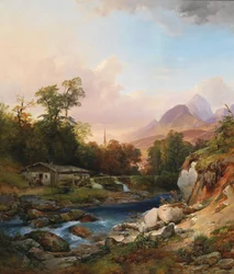 Un paesaggio di montagna con una fucina