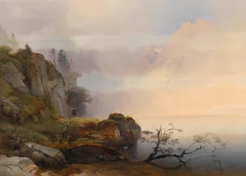 Anton Hansch Atmosfera autunnale al lago 1846