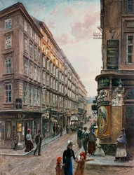 Spiegelgasse nel centro di Vienna (watercorlour)