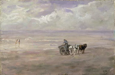 Sulla spiaggia (olio su tavola)