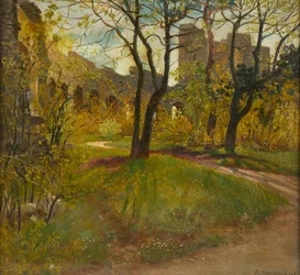 Anton Reckziegel Cortile interno di un castello in rovina