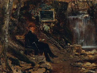 Lo scrittore Hermann Rollett alla cascata