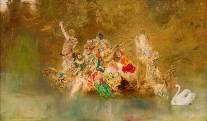 Compagnia allegra in una gondola