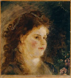 Ragazza con collana di perle nei capelli