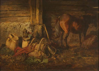 Interno stalla con cavallo