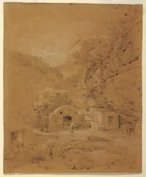 Disegno, Veduta di paesaggio tra Napoli e Salerno, 1820-30