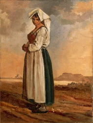 Contadina con costume della regione del Lazio meridionale