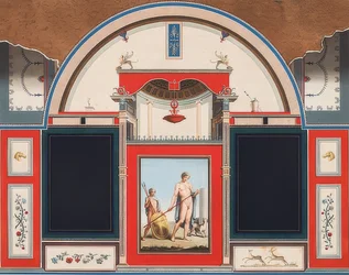 Dipinto murale di una casa romana nel terreno di Villa Negroni a Roma, Adone con un giovane. 1779