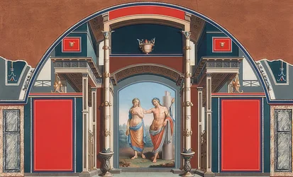 Dipinto murale di una casa romana nel terreno di Villa Negroni a Roma, Bacco e Arianna. 1783