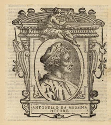 Ritratto di Antonio da Messina, pittore italiano di Messina, Sicilia, del Rinascimento italiano, circa 1430-1479