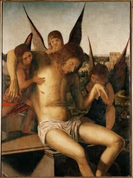 Pietà con tre angeli, 1475 circa (olio su tavola)