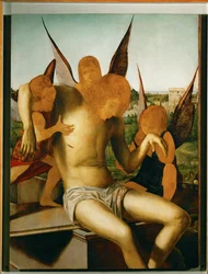 Pietà con tre angeli, 1475 circa (olio su tavola)