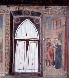 Vita di Santa Francesca Romana: Un gobbo è guarito dalla santa (affresco)