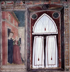 Vita di Santa Francesca Romana: Camilla, una sordomuta, è guarita dalla santa (affresco)