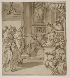Un cardinale della famiglia Barbarigo ricevuto in udienza dal papa. Studio per un affresco nella Villa Barbarigo, Noventa Vicentina