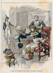il giovane Eugenio di Beauharnais (1781-1824), figlio di Giuseppina davanti a Napoleone