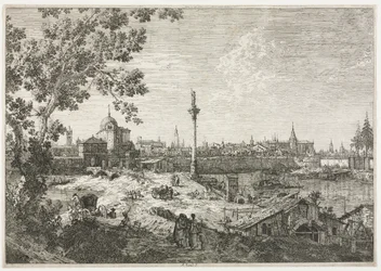 Panorama di una città su un fiume