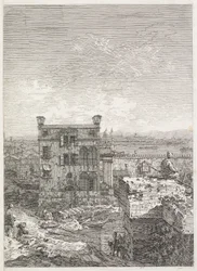 Vedute: Una casa circondata da sei colonne, 1735-1746