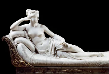 Paolina Bonaparte, Principessa Borghese (1780 - 1825) sorella di Napoleone I rappresentata come Venere Vincitrice, scultura in marmo di Antonio Canova (1757-1822) 1804-1808, Roma, Galleria Borghese