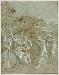 La Vergine, le sante donne e i santi Giovanni, Giacomo e Giuseppe d