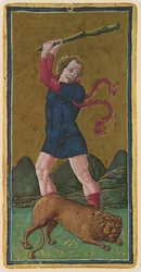 Forza, facsimile di una carta dei tarocchi dal mazzo Visconti, 1441-47