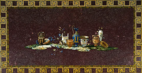 Tavolo intarsiato con pietre semipreziose da un disegno di Antonio Cioci, Italia
