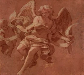 Putto e angelo che tengono una banderuola, 1706