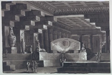Progetto scenografico, interno di un tempio egiziano