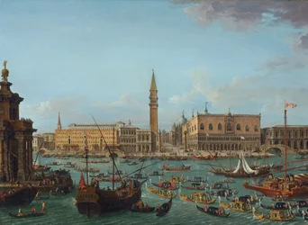 Processione di gondole nel Bacino di San Marco, Venezia