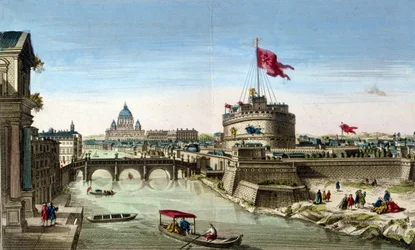 Roma, una vista del Tevere con Castel Sant