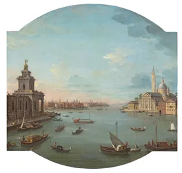 Veduta di San Giorgio Maggiore, Venezia, con la Punta della Dogana in primo piano