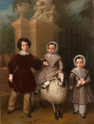 Bambini che giocano con un ariete