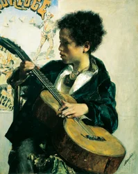 Monello con una chitarra