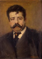 Ritratto di Ruggero Leoncavallo. Compositore italiano (1858 - 1919) Dipinto di Antonio Pasinetti del 1894. Museo della Scala di Milano.