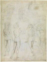 Quattro studi di nudo femminile, un